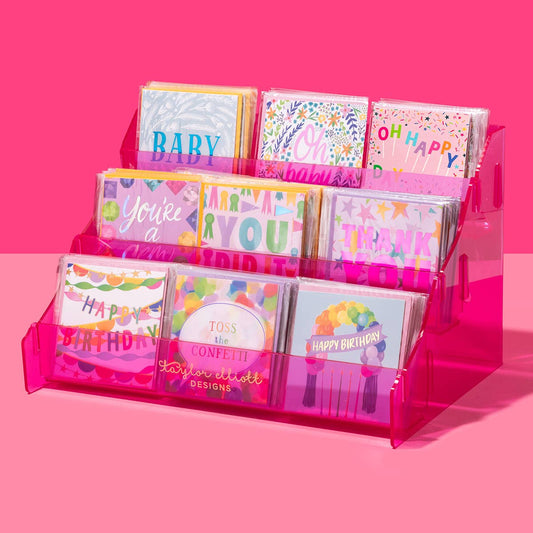 Taylor Elliott Designs - 54 Gift Enclosure Cards & Envelopes w/ Pink Acrylic Display Taylor Elliott Designs