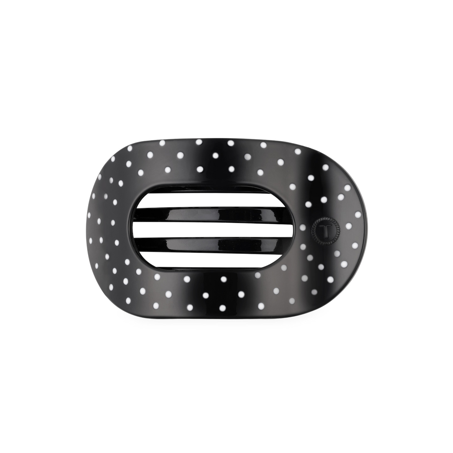 TELETIES - Black Polka Dot Party Medium Flat Round Hair Clip TELETIES