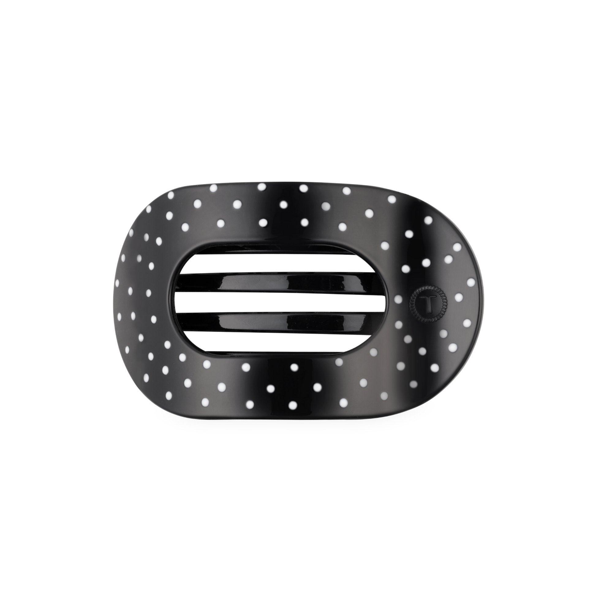 TELETIES - Black Polka Dot Party Medium Flat Round Hair Clip TELETIES