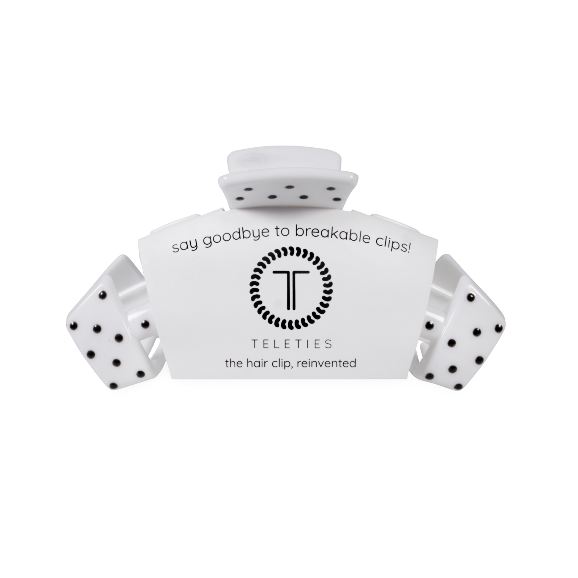 TELETIES - Classic White Polka Dot Party Medium Claw Clip TELETIES