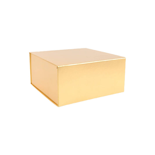 LA Ribbons Wholesale - 8"x 8"x 4" Collapsable ,Gift Box w/ Magnetic Square Flap Lid | Matte Gold LA Ribbons Wholesale