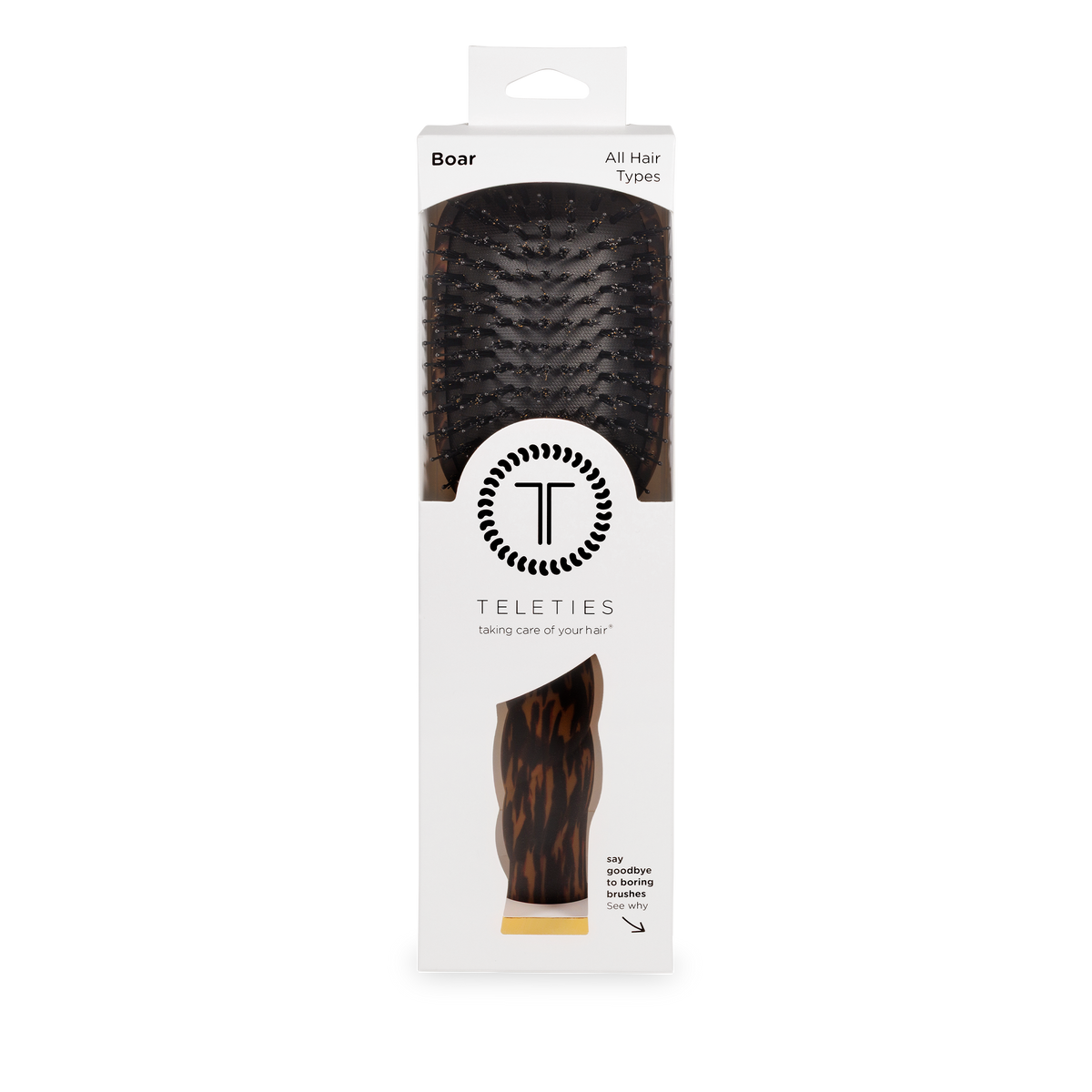 TELETIES - Boar Brush | Full Size | Tortoise TELETIES