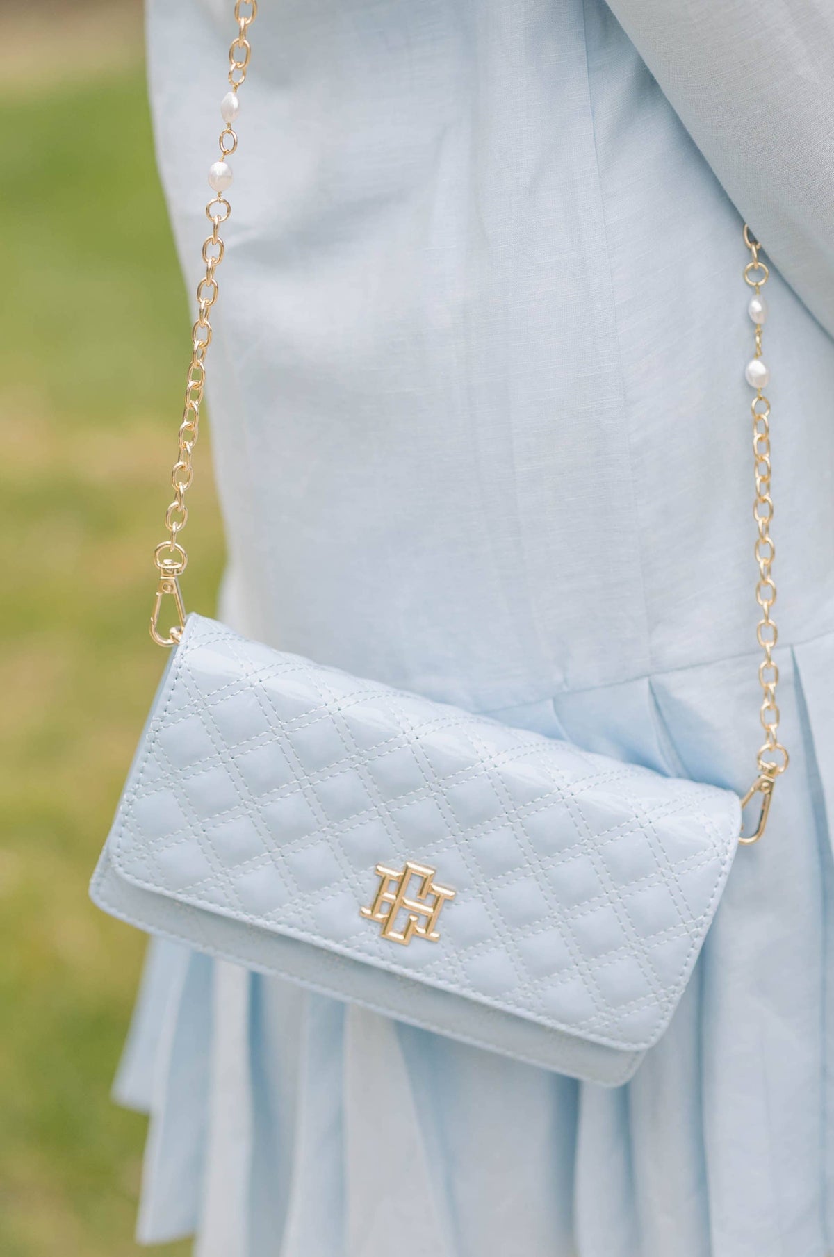 Caroline Hill - Brynleigh Clutch Crossbody Light Blue Patent: Default Caroline Hill