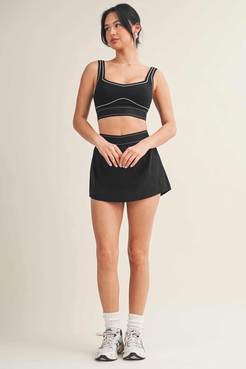 KIMBERLY C - Lightweight Skort with Elastic Waistband: Black / M KIMBERLY C