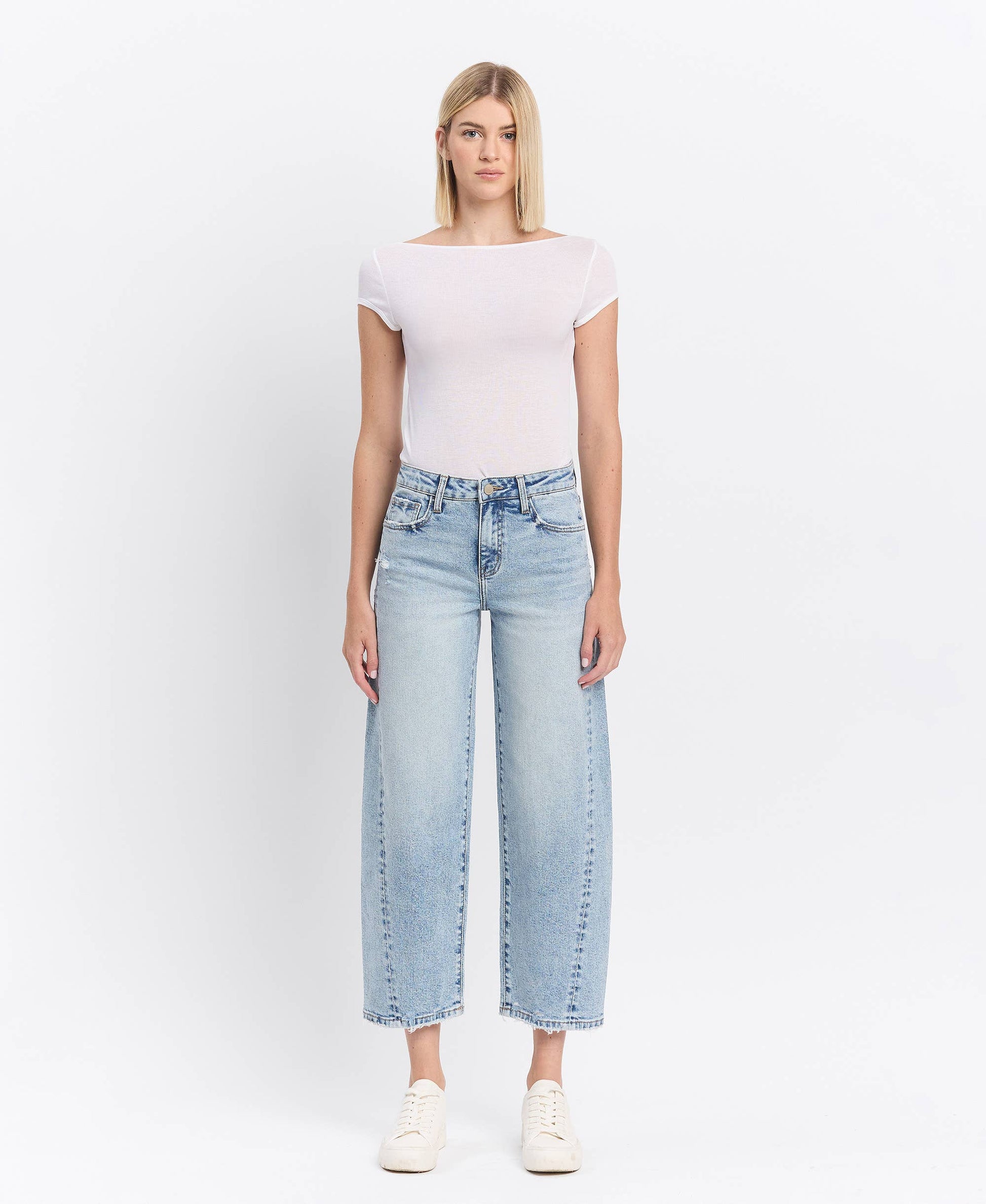 Lovervet by VERVET - HIGH RISE TWIST BARREL JEANS LV1502: PAPER TRAILS / 32 Lovervet by VERVET