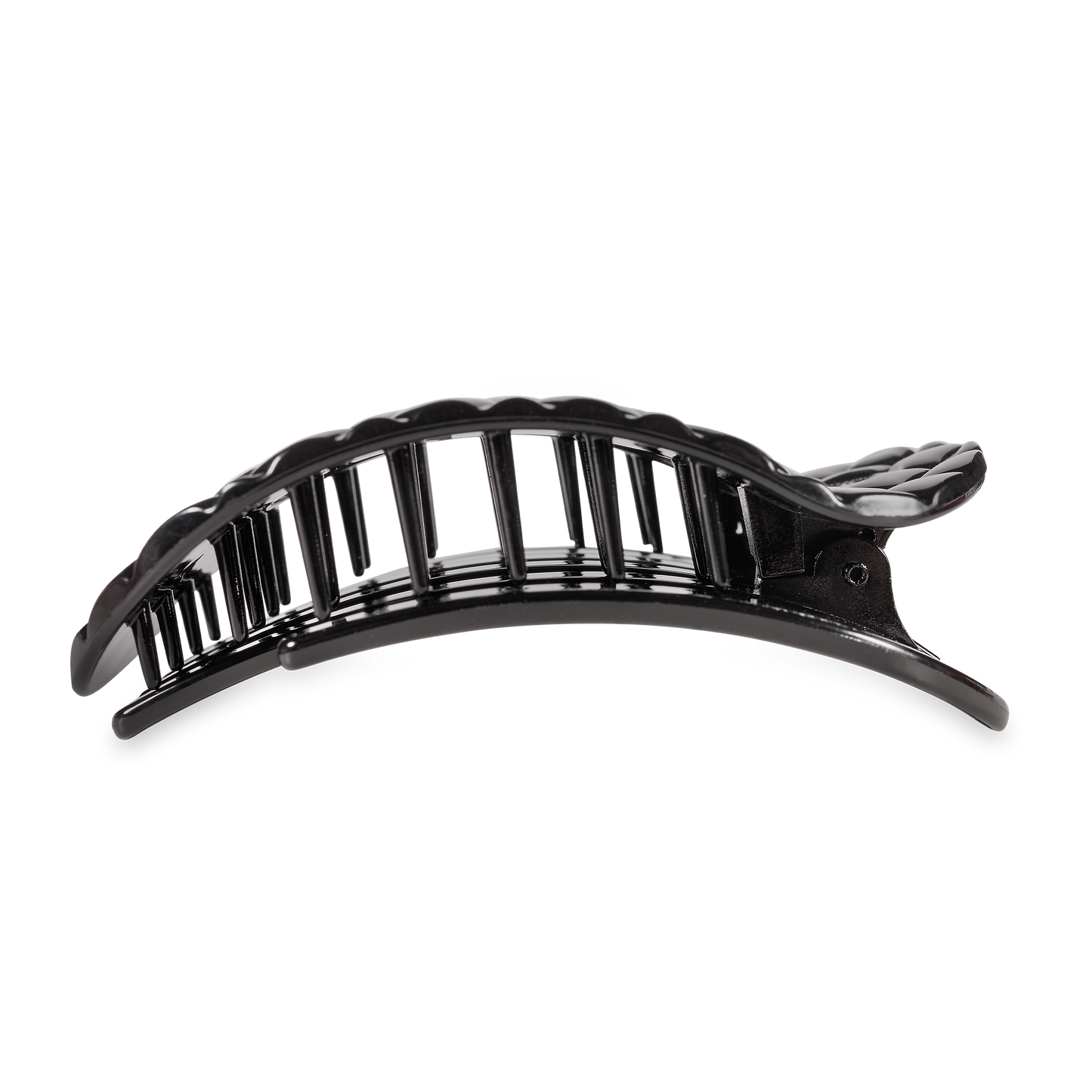 TELETIES - Flat Round Hair Clip | Large | Jet Black Quilted TELETIES
