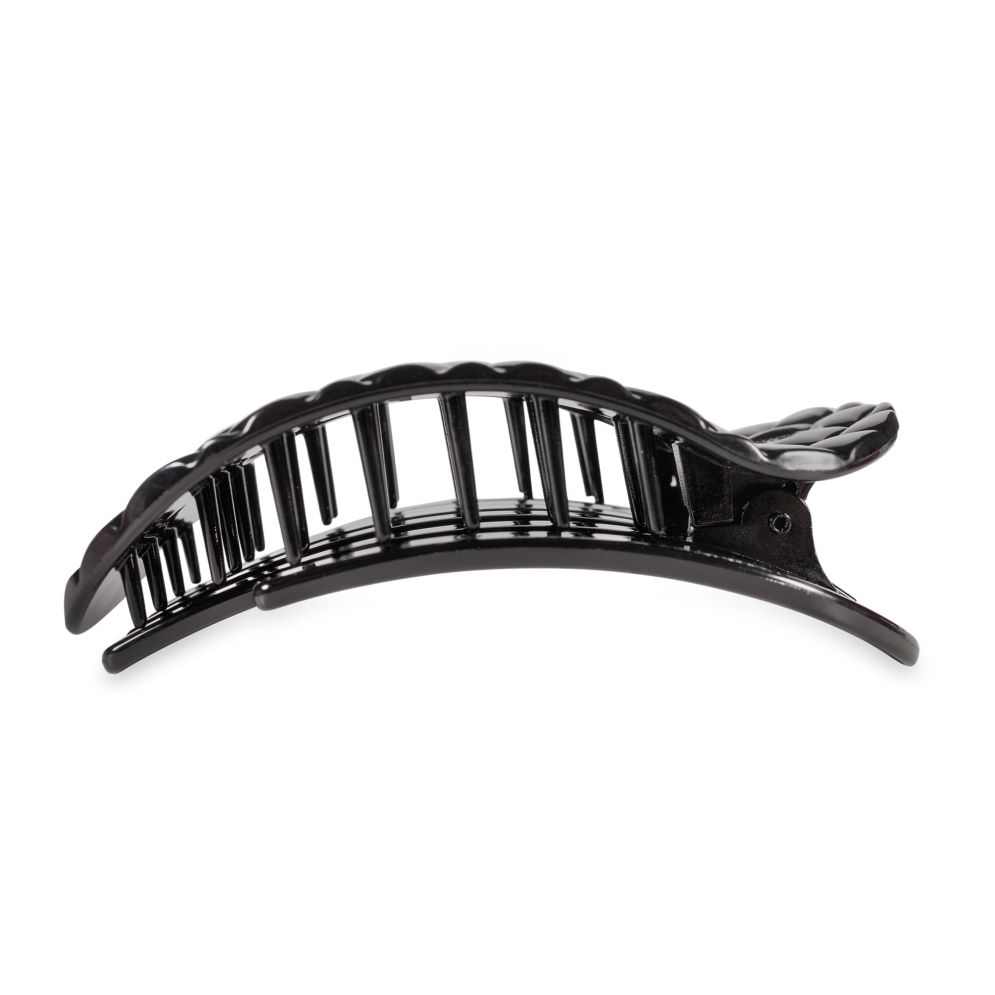 TELETIES - Flat Round Hair Clip | Large | Jet Black Quilted TELETIES
