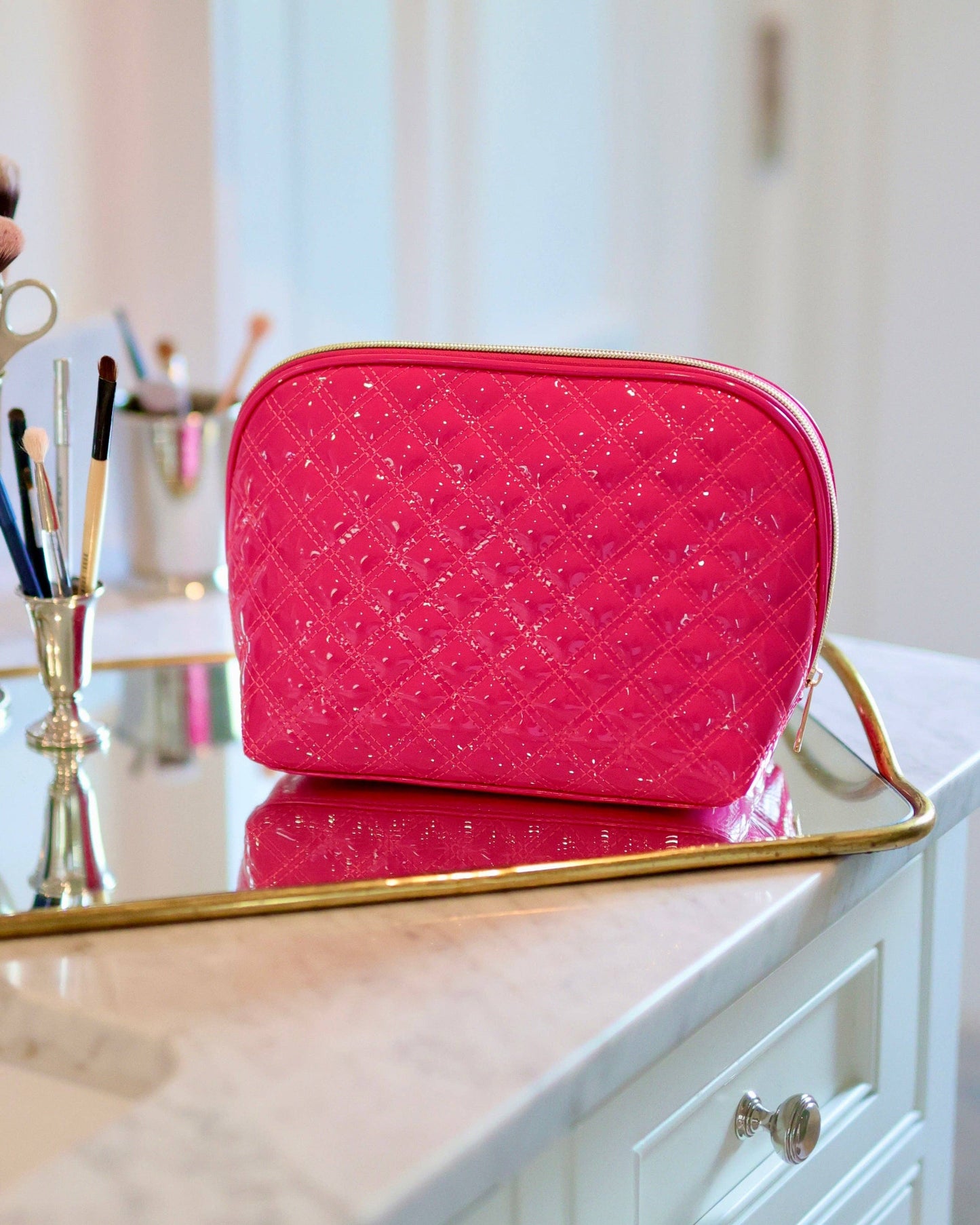 Caroline Hill - Capri Large Pouch Hot Pink Patent: Default Caroline Hill
