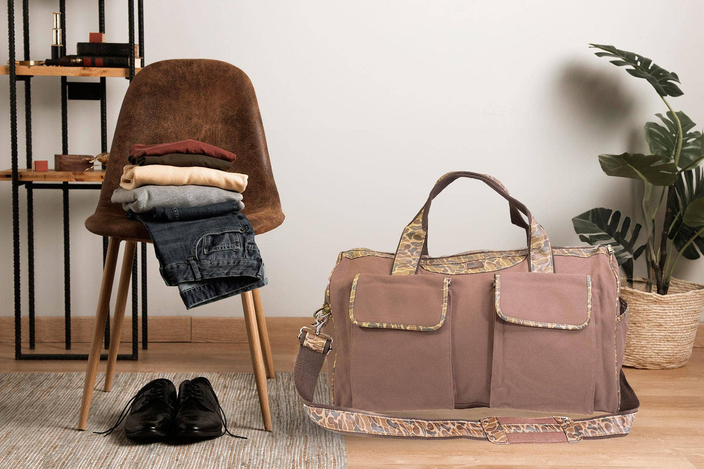 Zep-Pro - Shot Shell Brown Waxed Canvas Old School Camo Weekender Bag.: Brown/Tan Zep-Pro