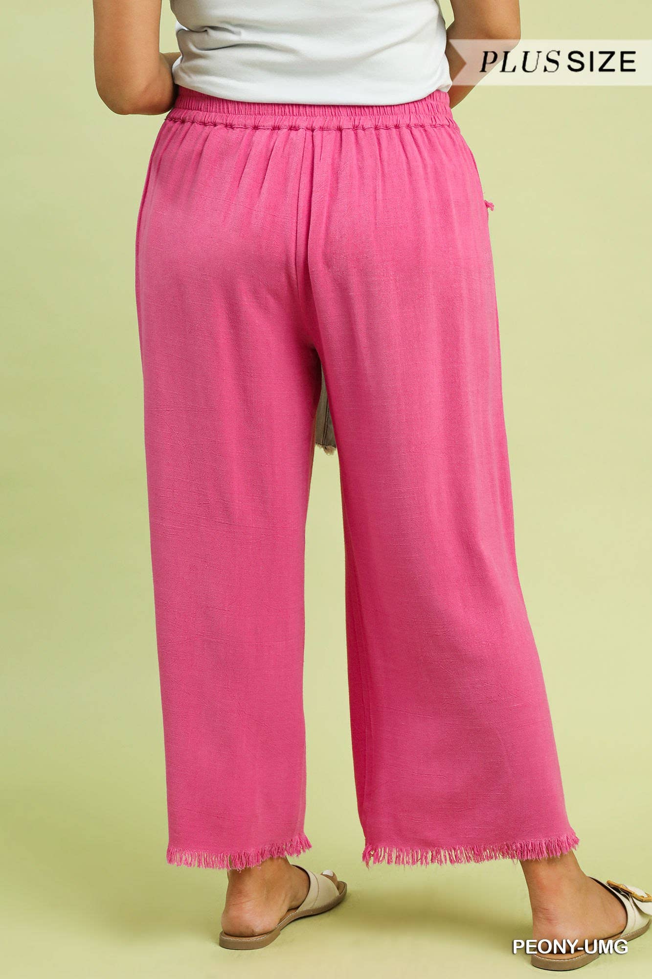 Vanilla Monkey - Plus Linen Blend Frayed Hem Wide Leg Pants: CHARCOAL / 3-2-1 (XL-1XL-2XL) Vanilla Monkey
