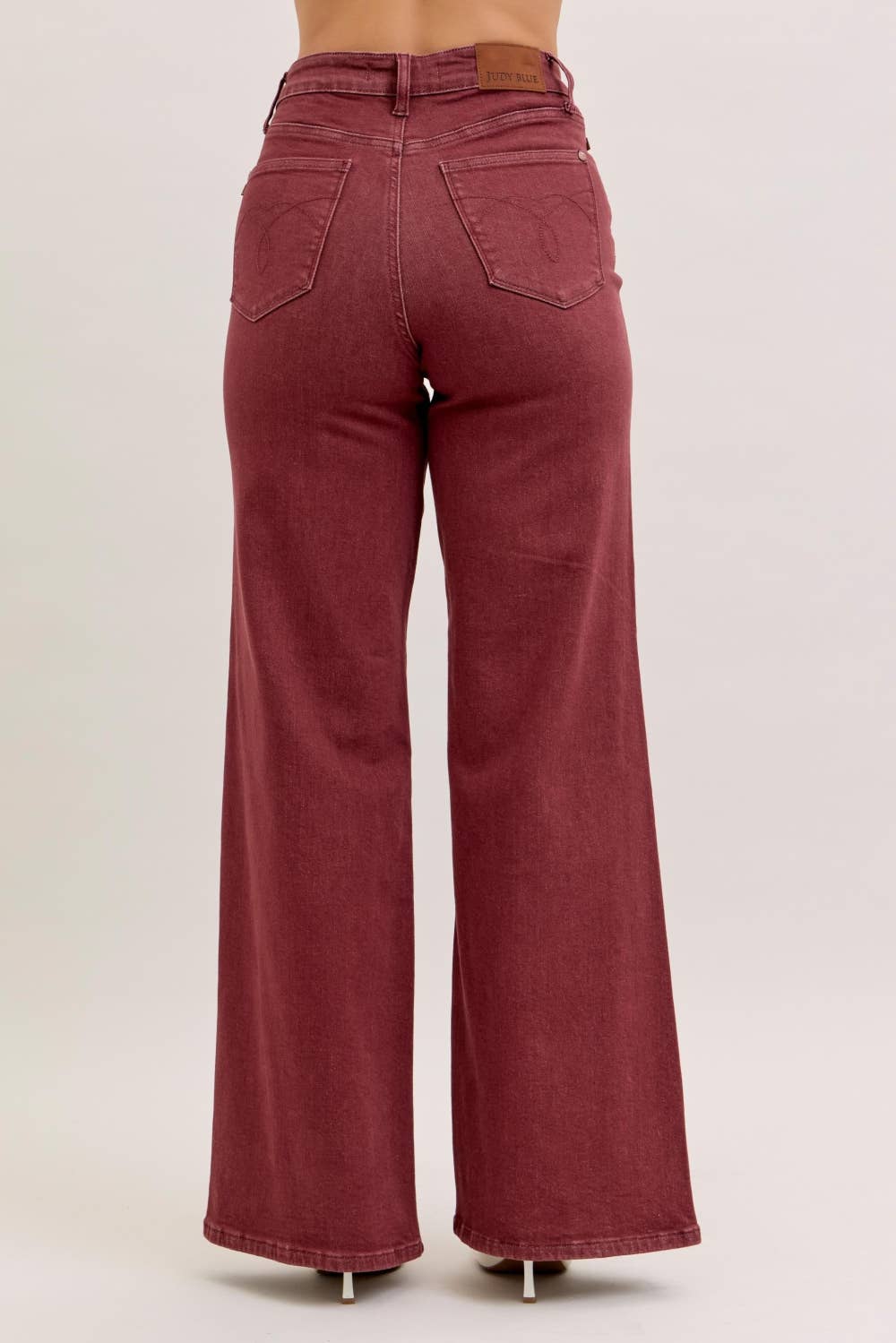 Judy Blue Jeans - HW Retro Wide With Twisted Seams: BURGUNDY / 5(27) Judy Blue Jeans