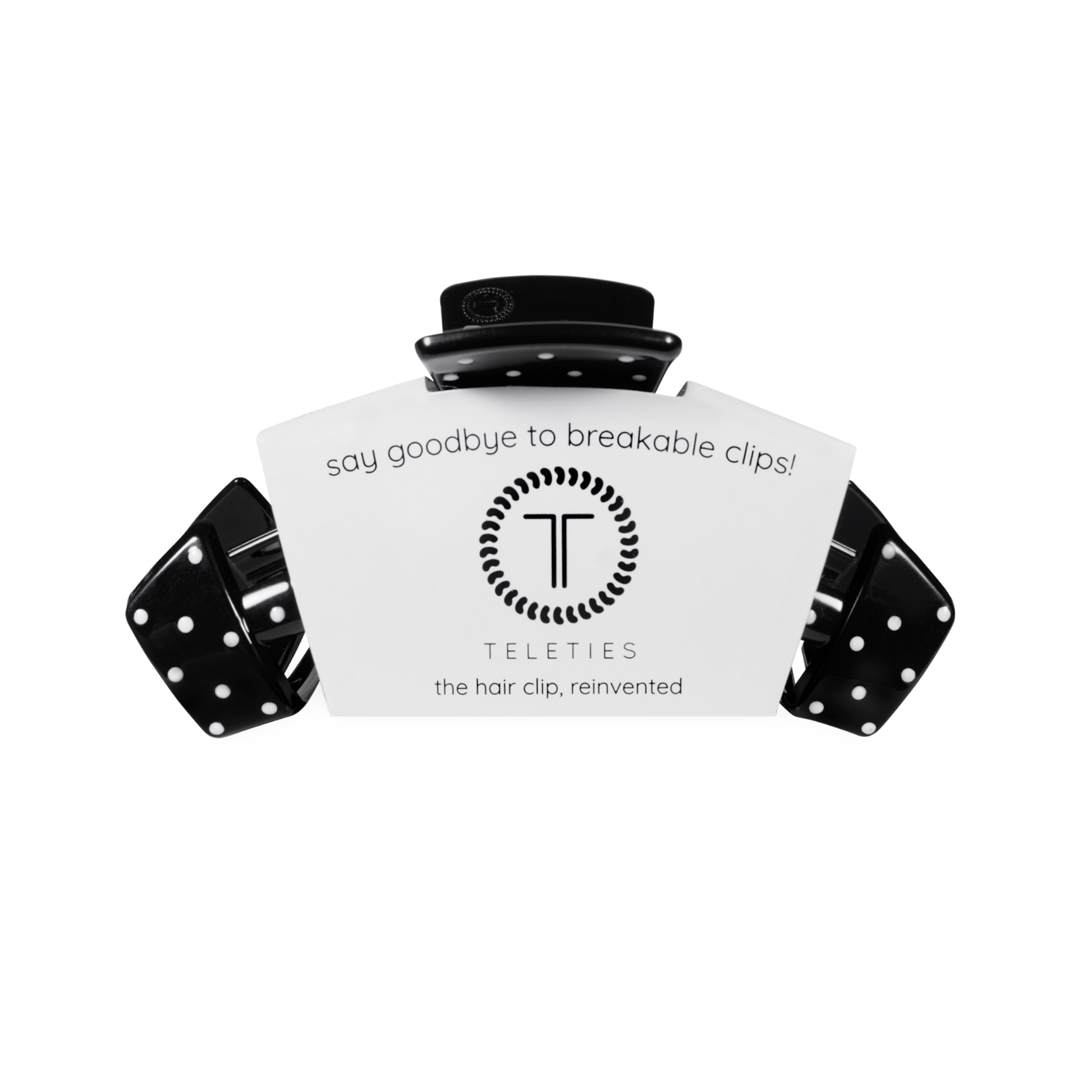TELETIES - Classic Black Polka Dot Party Medium Claw Clip TELETIES