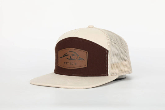American Flyway Waterfowl - AF Waterfowl Leather Patch 7 Panel Trucker American Flyway Waterfowl