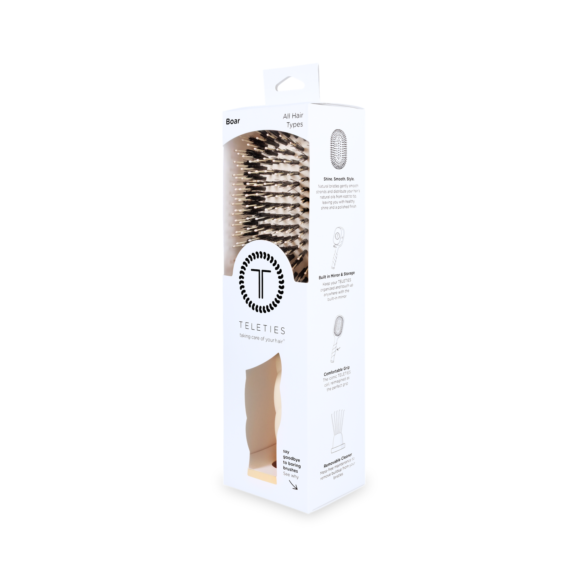 TELETIES - Boar Bristle Hair Brush | Tan TELETIES