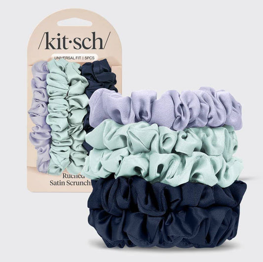 KITSCH - Ruched Satin Scrunchies 5pc Set - Garden Bouquet KITSCH