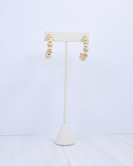 Caroline Hill - Anvi Textured Hoop Earring Worn Gold: Default Caroline Hill