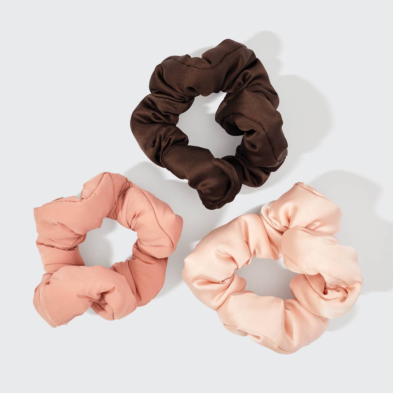 KITSCH - Recycled Fabric Cloud Scrunchies 3pc Set - Rosewood KITSCH
