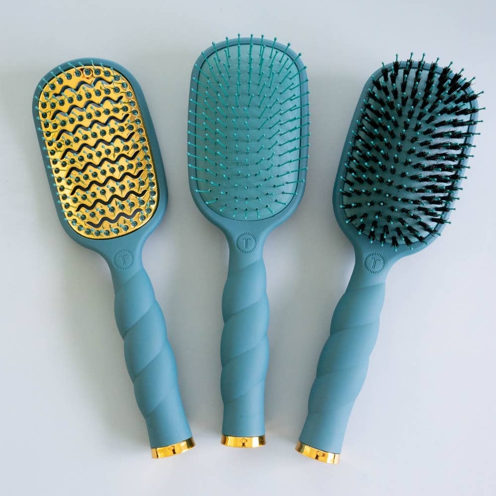 TELETIES - Boar Bristle Hair Brush - Teal With It TELETIES
