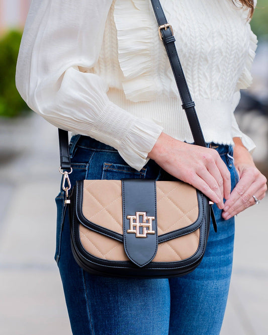 Caroline Hill - Griffin Crossbody Bag Latte Black: Default Caroline Hill