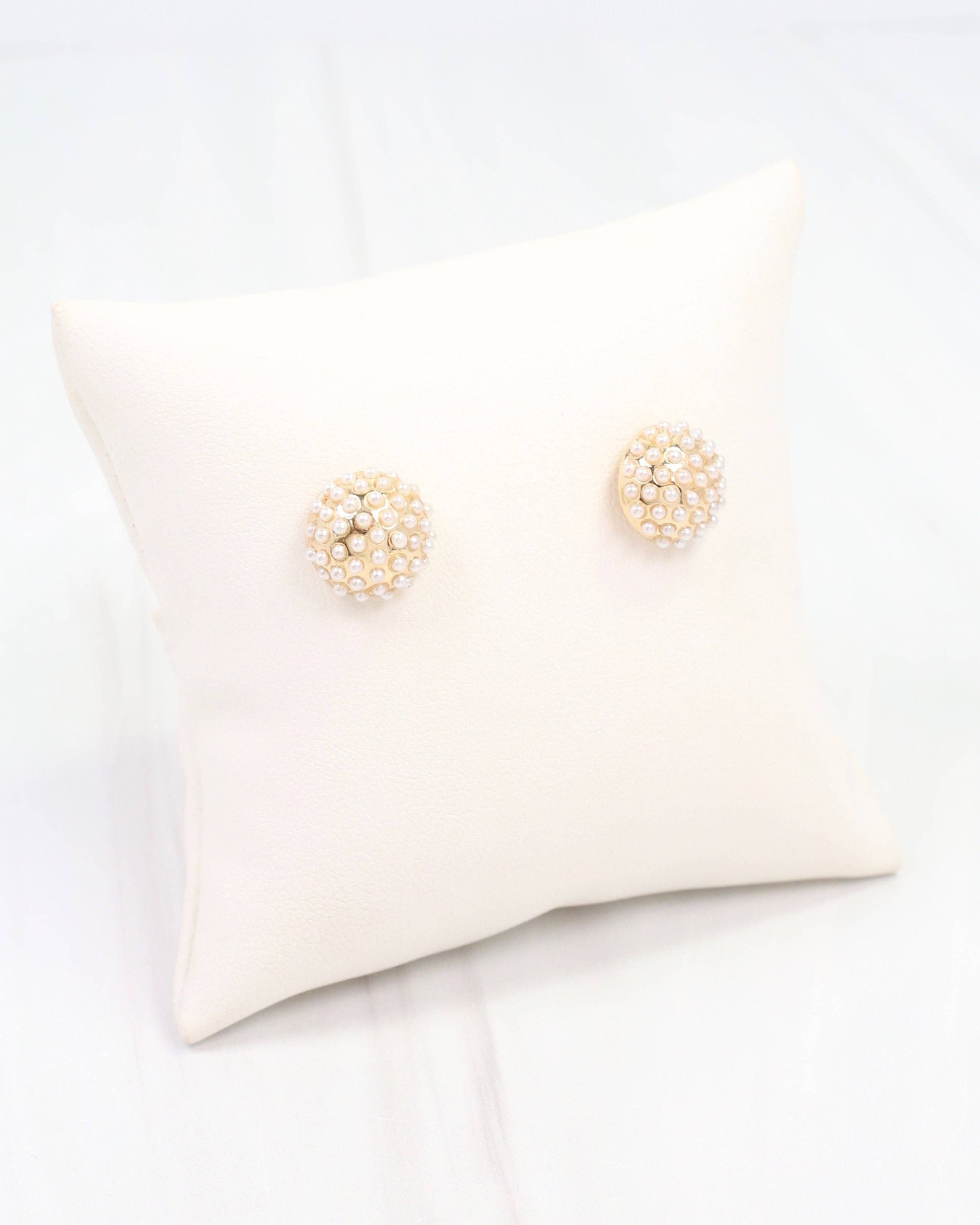 Caroline Hill - Modena Pearl Pave Stud Earring Gold: Default Caroline Hill
