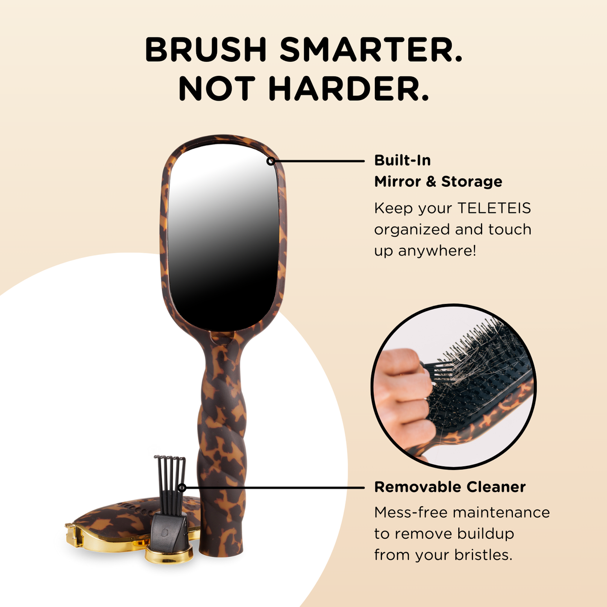 TELETIES - Boar Brush | Full Size | Tortoise TELETIES