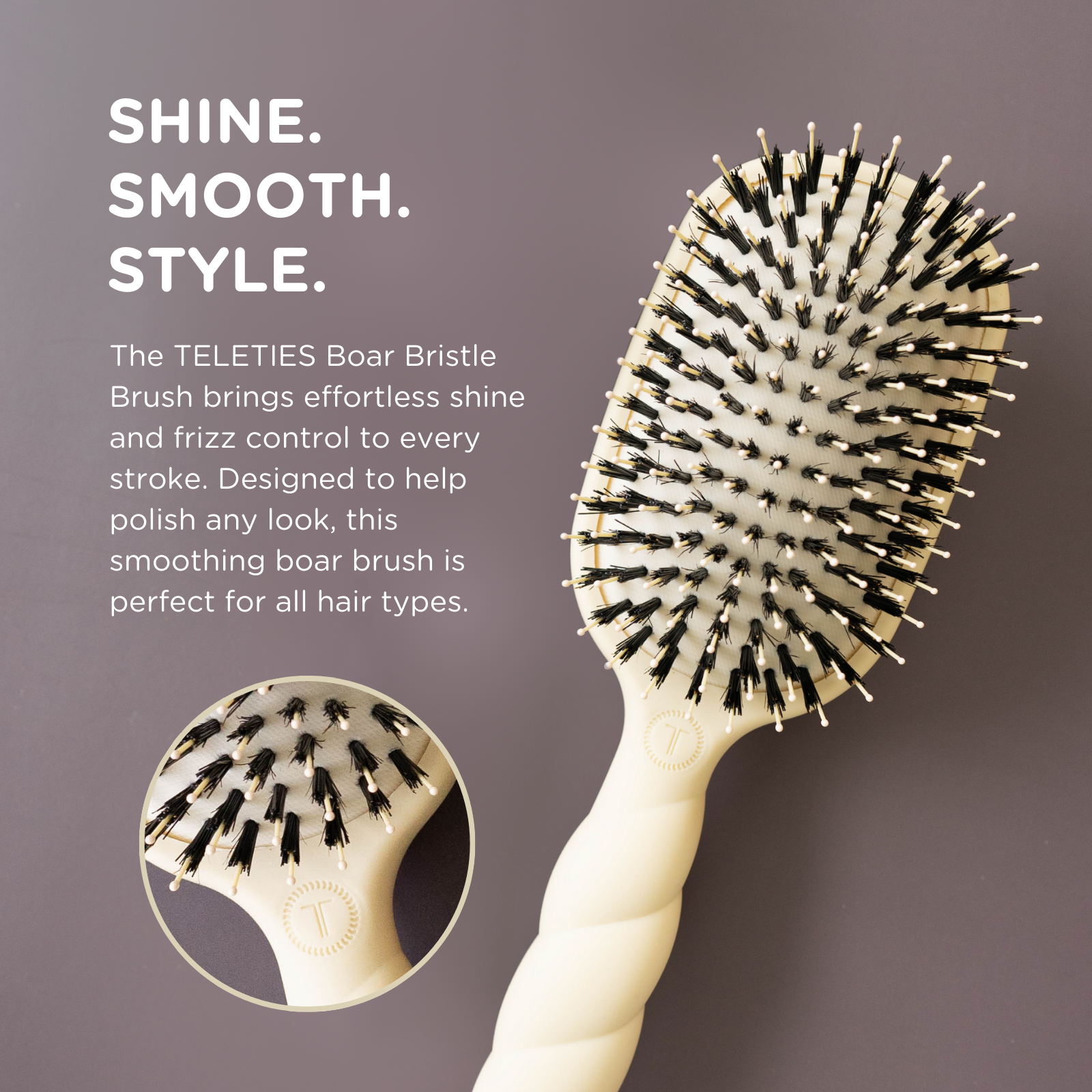 TELETIES - Boar Bristle Hair Brush | Tan TELETIES