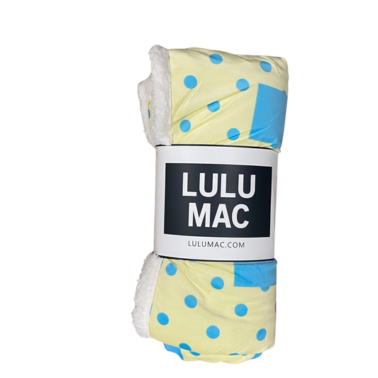 Girlie Girl Originals - LM-BK-1002-PD LULU MAC BLANKET YELLOW WITH BLUE DOTS Girlie Girl Originals