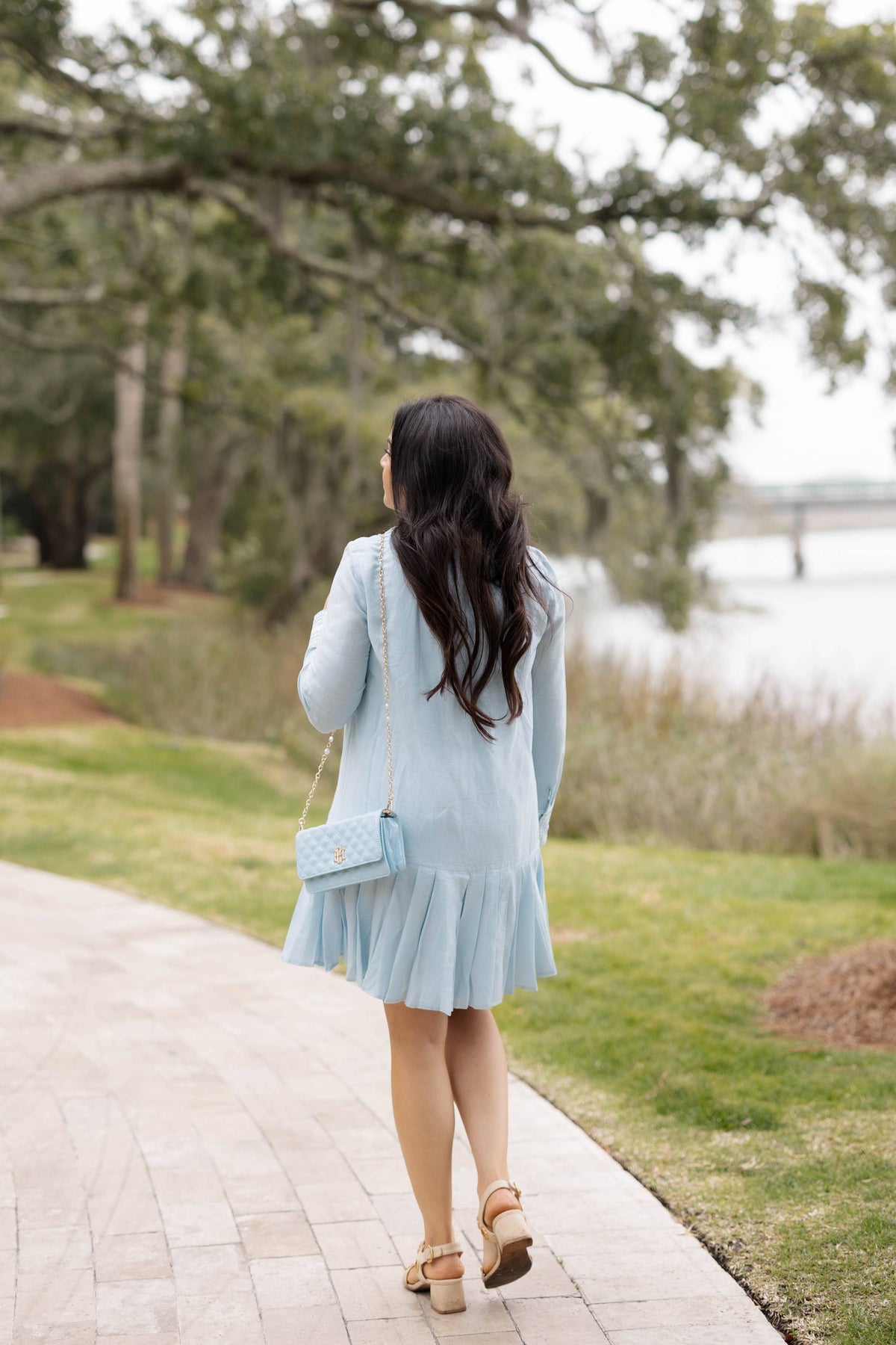 Caroline Hill - Brynleigh Clutch Crossbody Light Blue Patent: Default Caroline Hill