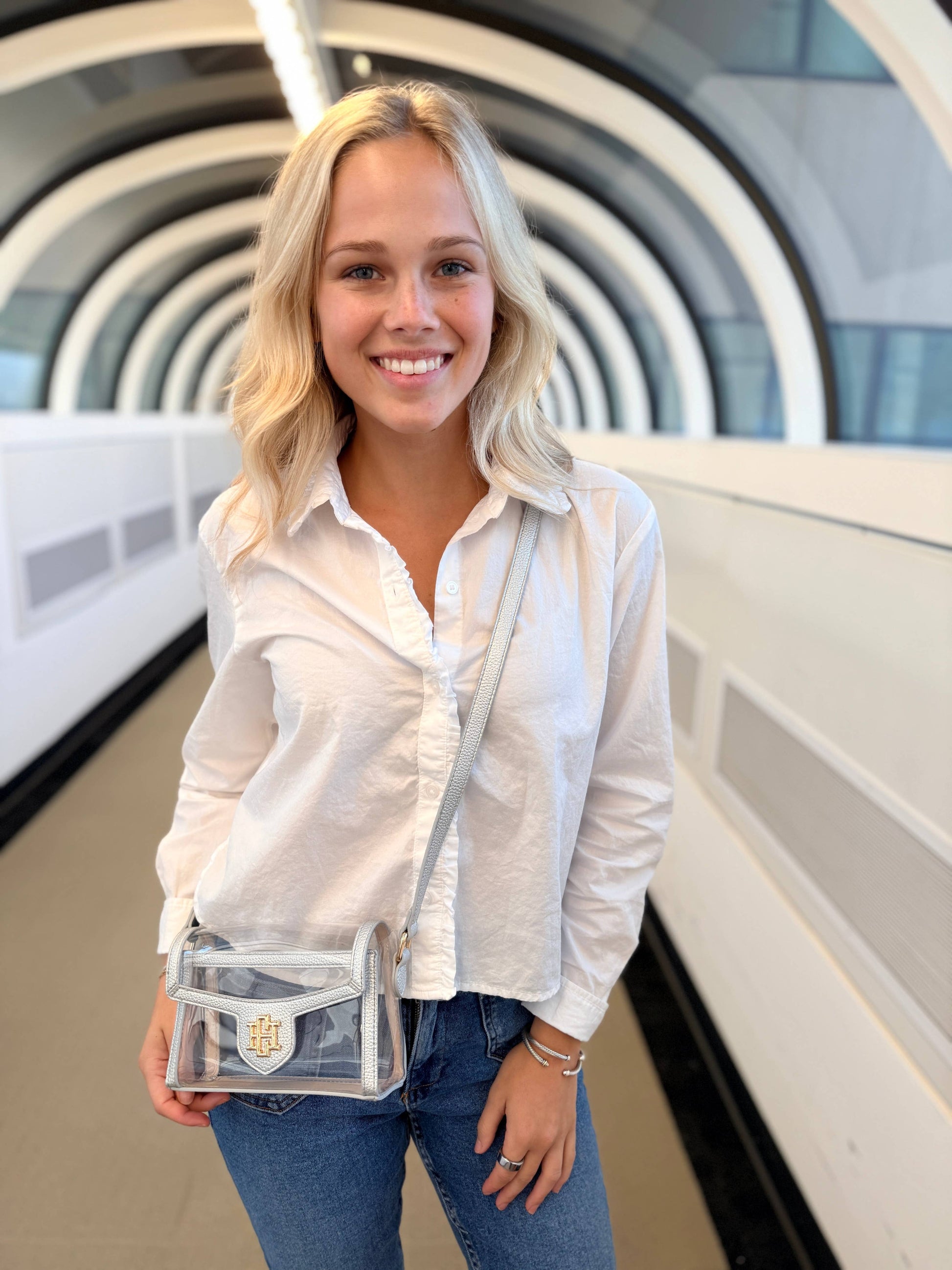 Caroline Hill - Anna Clear Bag Silver: Default Caroline Hill