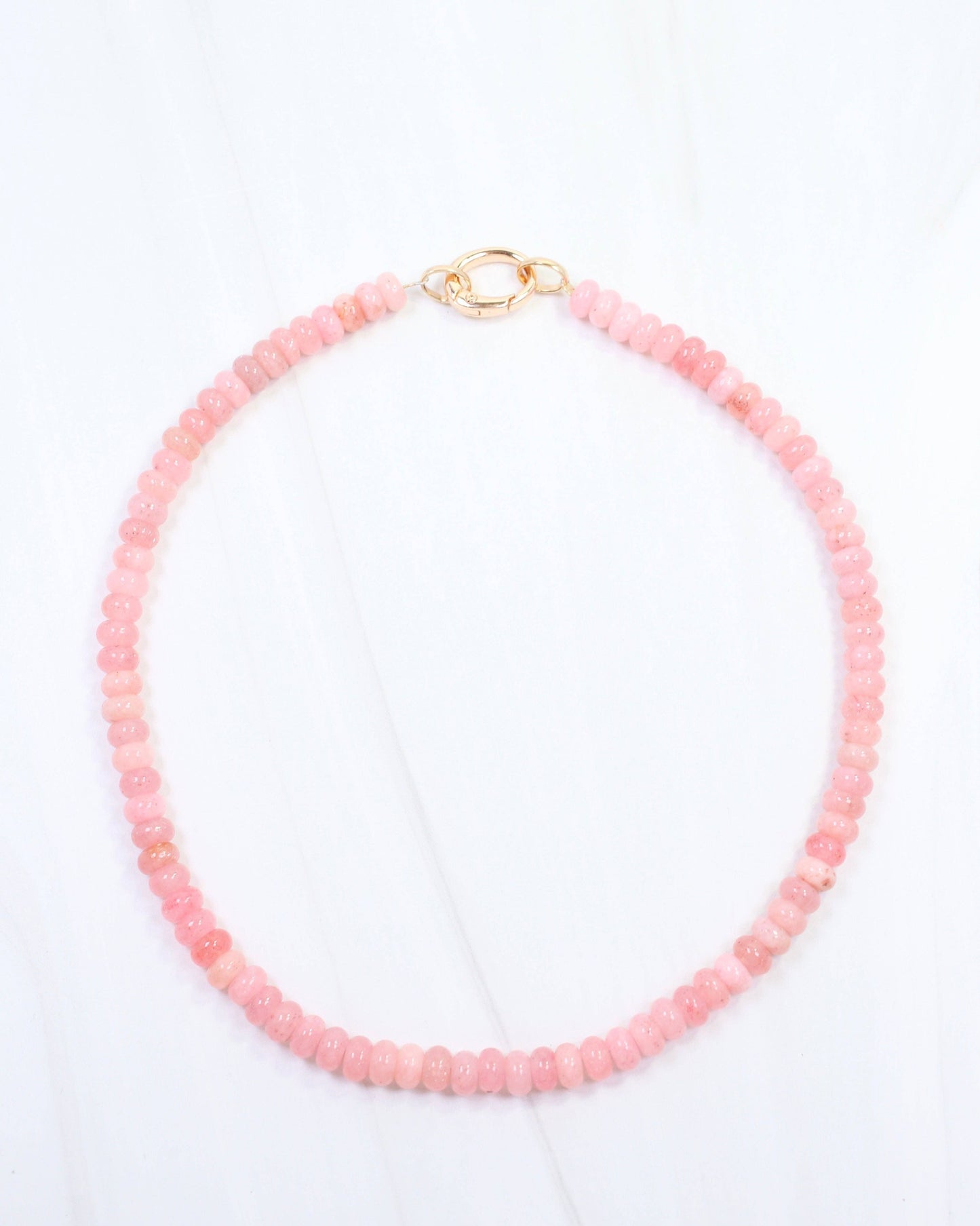 Caroline Hill - Gisela Stone Beaded Oval Clasp Necklace Pink: Default Caroline Hill