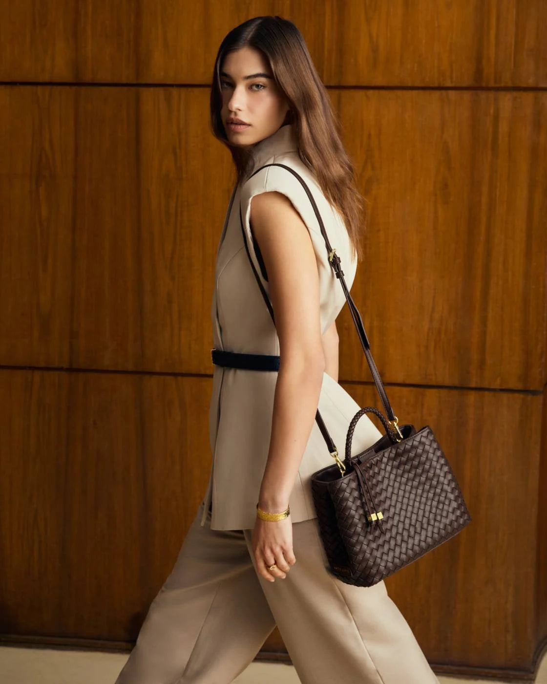 Katie Loxton Chocolate Nova Hand Woven Top Handle Bag KATIE LOXTON