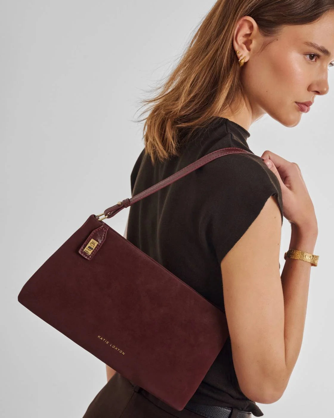 Katie Loxton Orin Twist Lock Suedette Small Shoulder Bag KATIE LOXTON