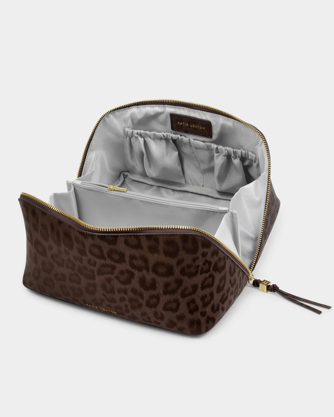 Katie Loxton Soho Large Makeup & Wash Bag In Chocolate Leopard KATIE LOXTON