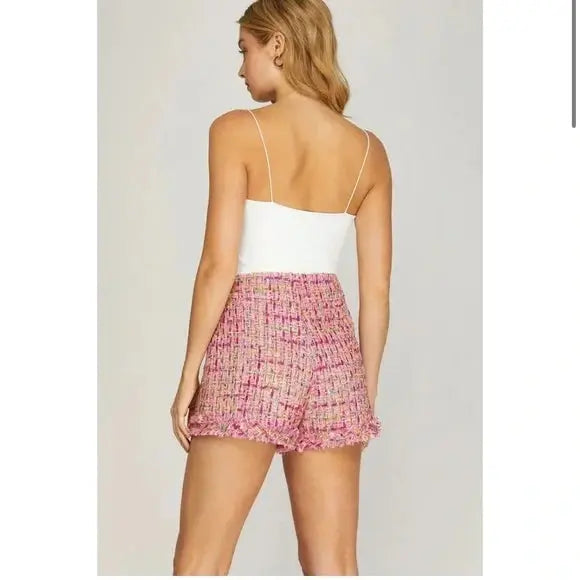 She + Sky Dazzled High Waisted Tweed Shorts