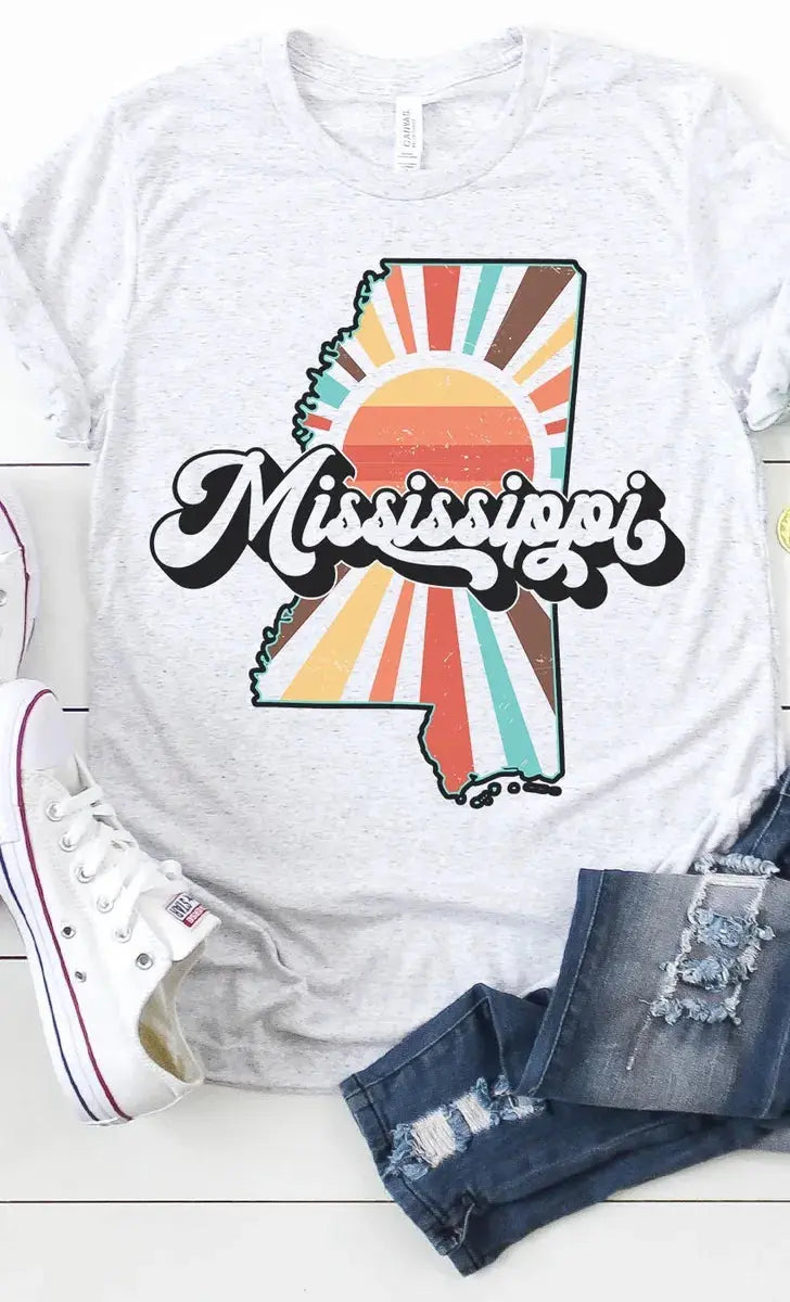 Women’s Mississippi Retro State Graphic Short Sleeve Cotton Tee