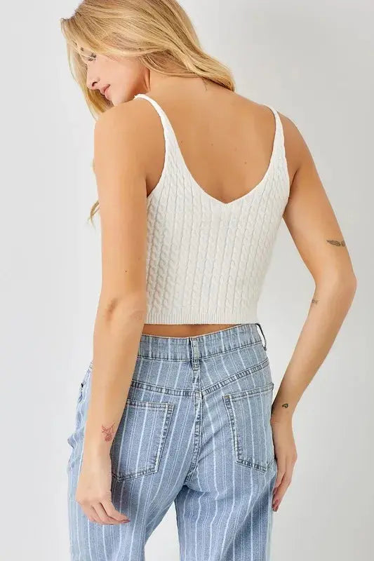 Sweater Knit Thin Strap Crop Top