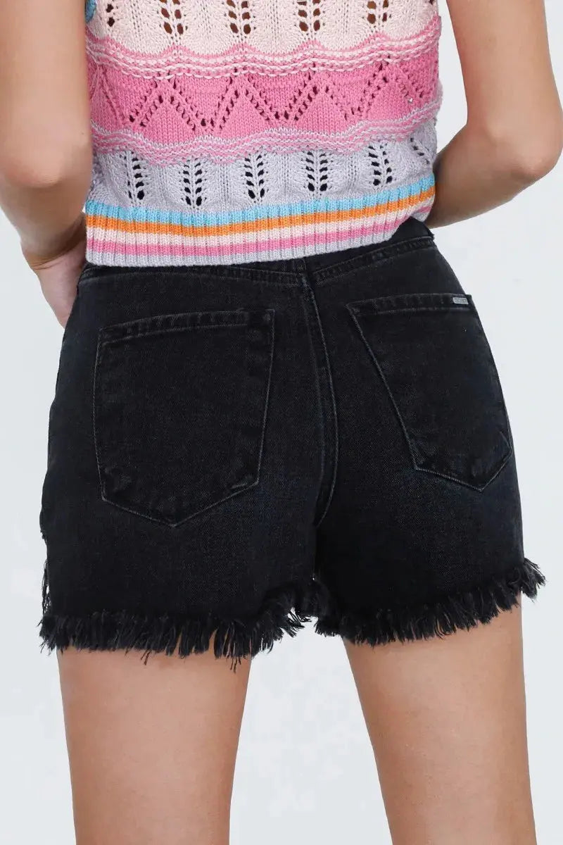 Insane Gene High Waist Crossover Denim Mom Shorts