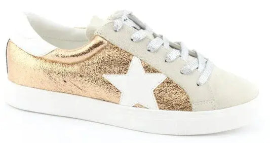 Metallic Star Pattern Multi Color Lace-up Sneakers