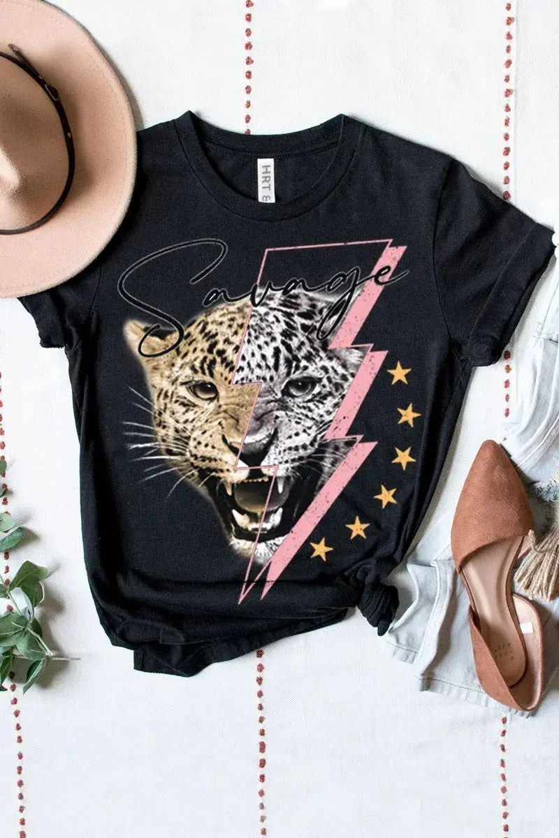 Savage Leopard Voltage Short Sleeve Graphic Tee