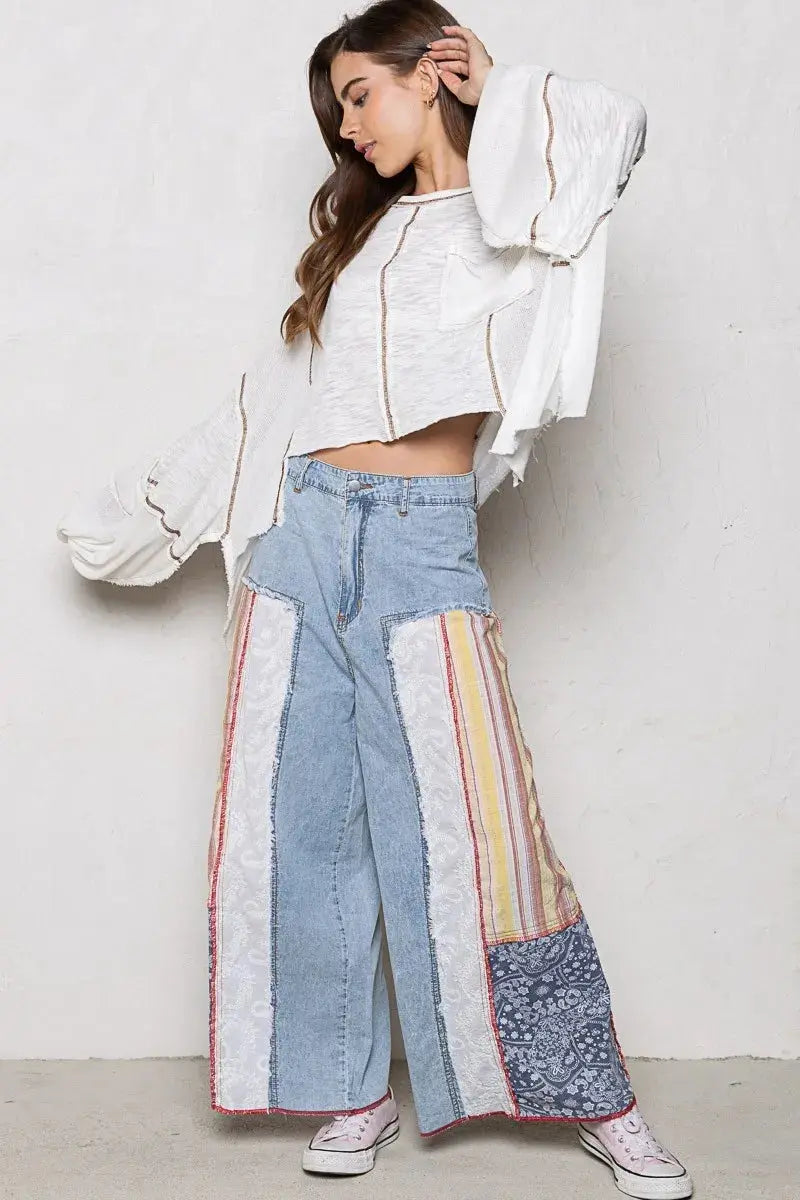 Women Oversize Balloon Sleeve Casual Slub Knit Cropped Top