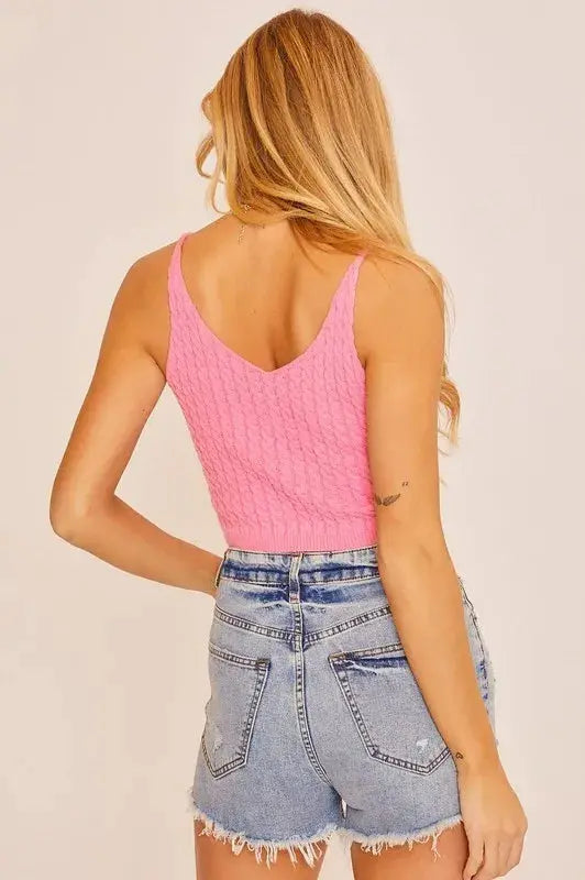 Sweater Knit Thin Strap Crop Top