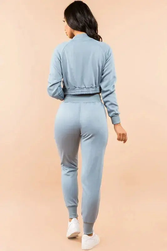 Cropped Lounge Jacket and Sweatpants Set