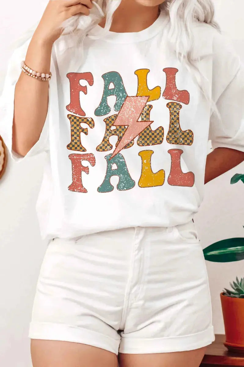 Plaid Fall Lightning Graphic Tee