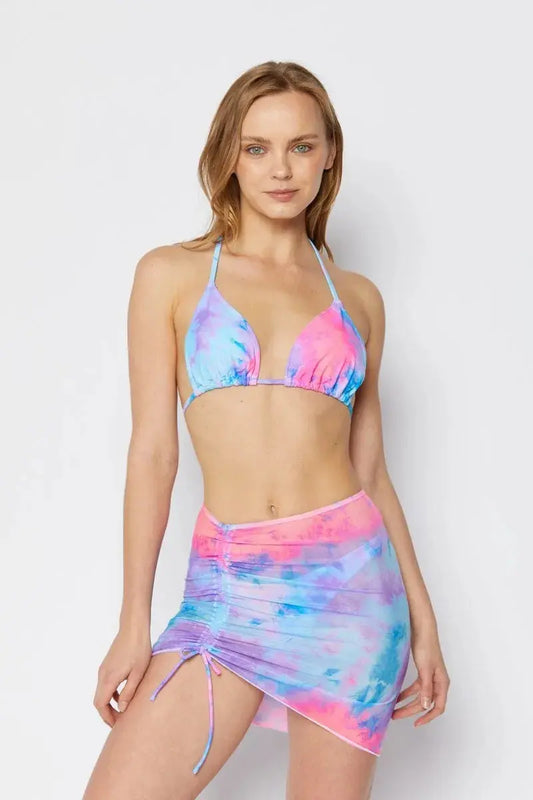 Cotton Candy Triangle Bikini Set, 3 Piece (top, bottoms, skirt)