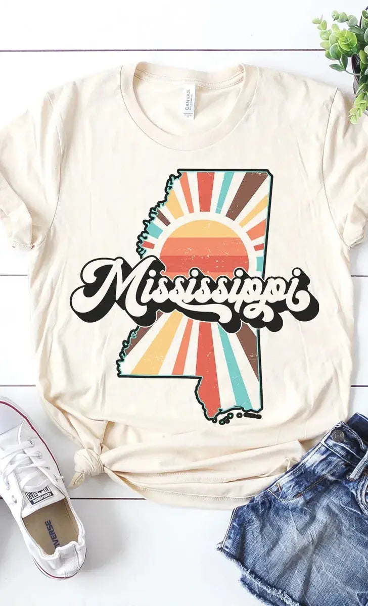 Women’s Mississippi Retro State Graphic Short Sleeve Cotton Tee