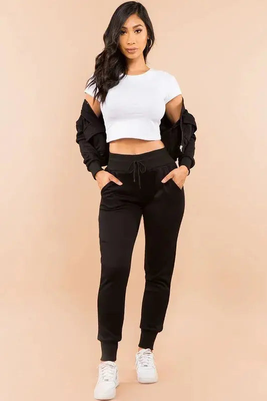 Cropped Lounge Jacket and Sweatpants Set