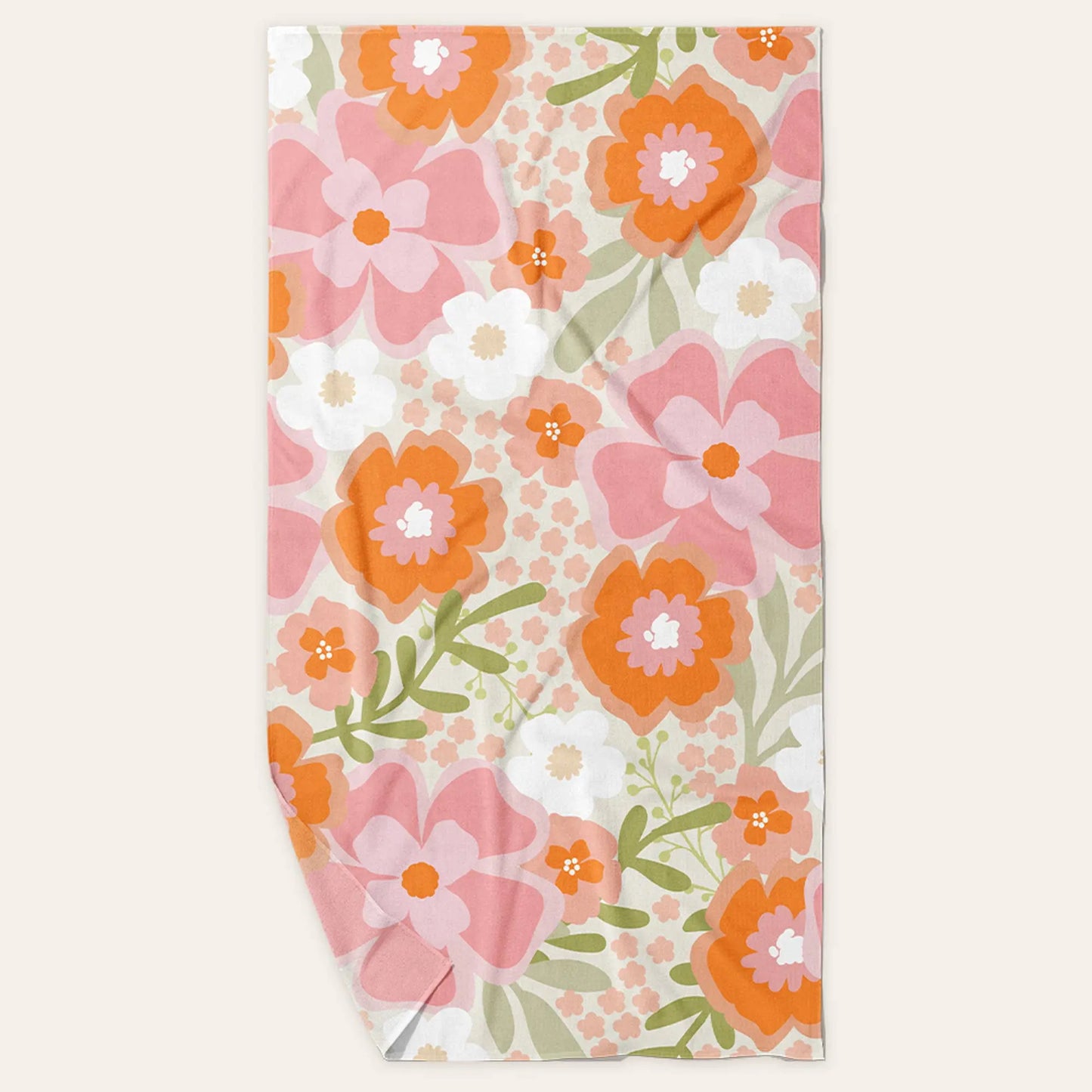 The Darling Effect - XL Quick-Dry Beach Towel-Beyond Blooms Pink Orange The Darling Effect