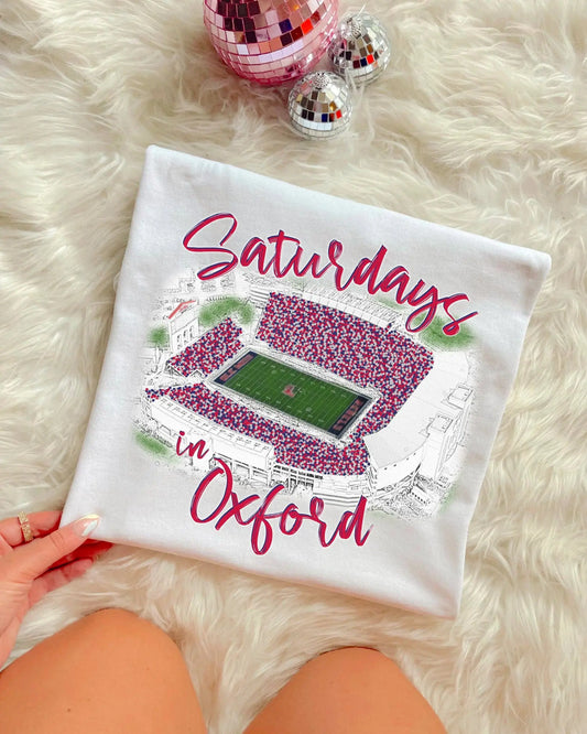 Ole Miss Rebels Saturdays in Oxford Stadium White Tee